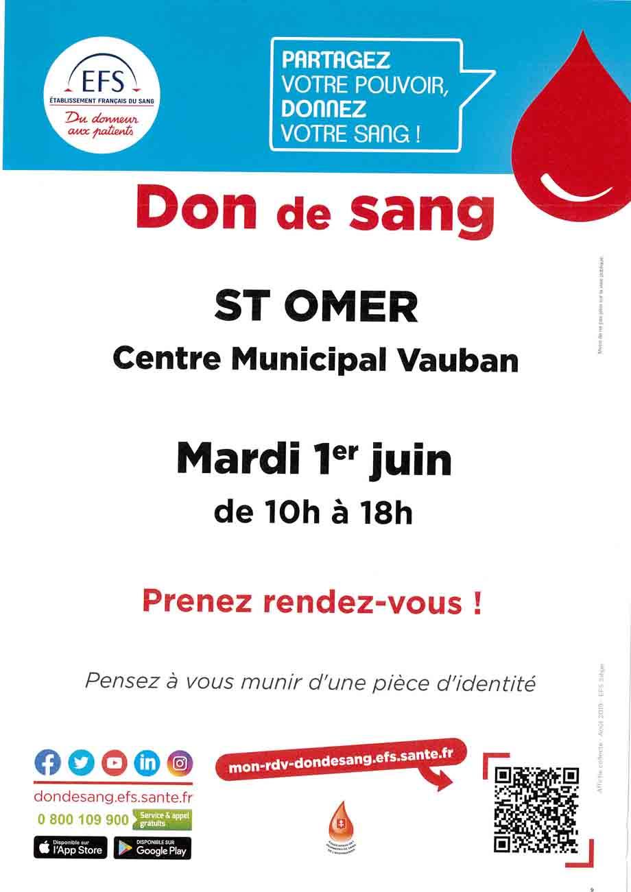 Affiche don du sang saint omer