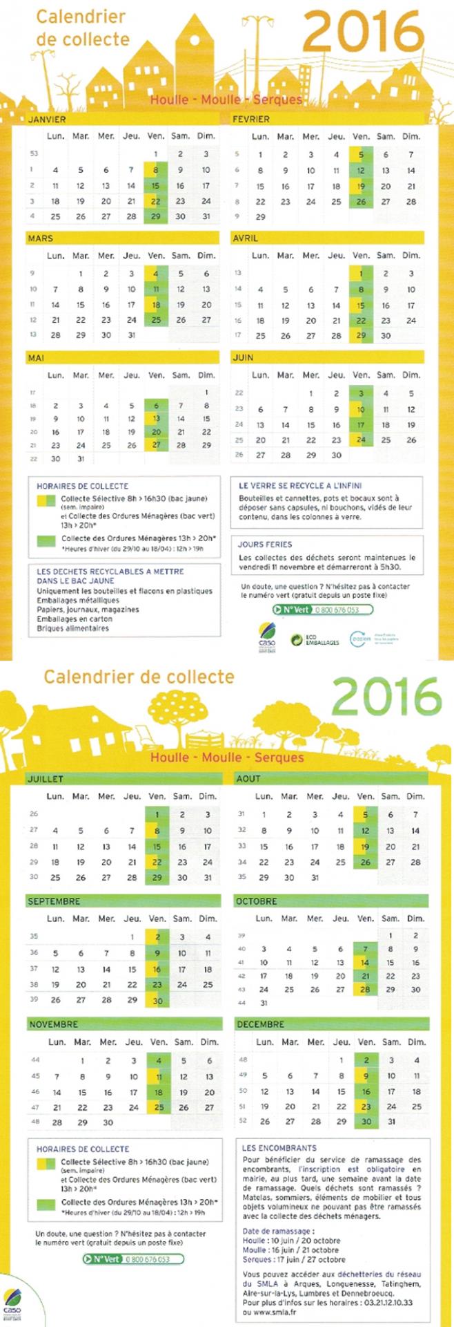 Calendrier collecte