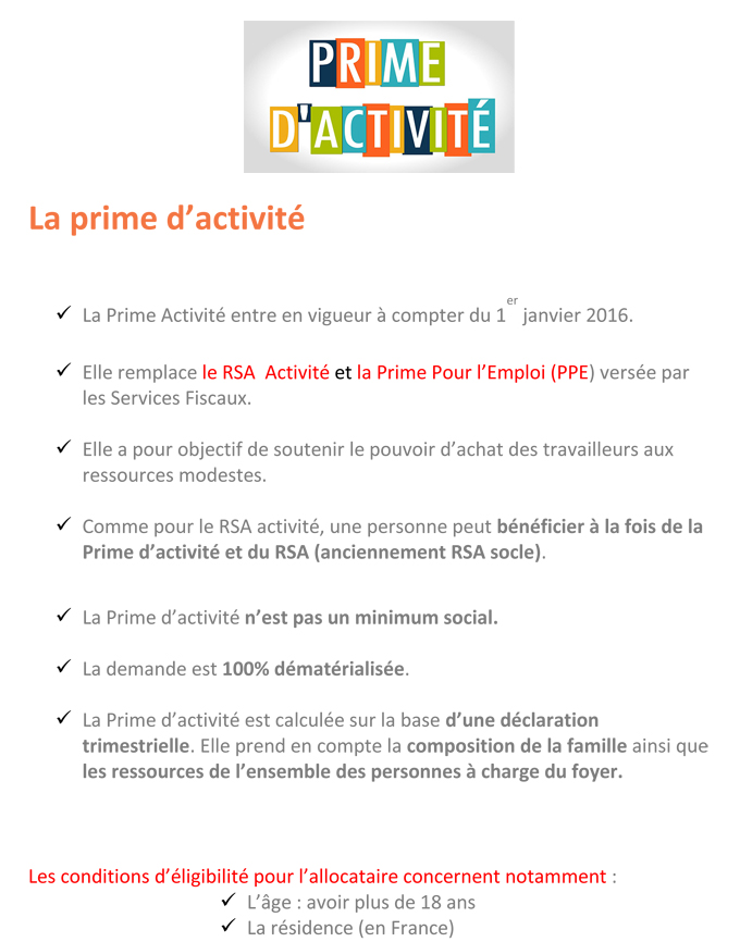 La prime d activite a