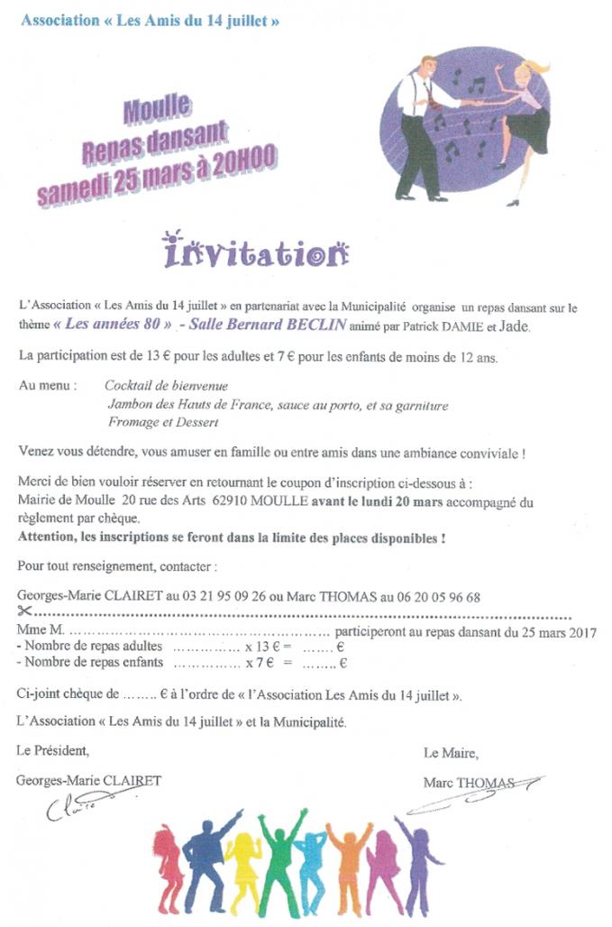 Repas dansant du 25 mars